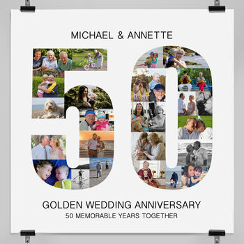 Personalised Golden Wedding Anniversary Photo Collage, 9 of 9