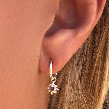 Guiding North Star Rhodolite Mini Hoops Gold Plated, 4 of 8