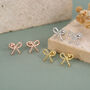 Sterling Silver Braided Bow 18 G Screw Back Earrings With Ball Backs, thumbnail 3 of 10