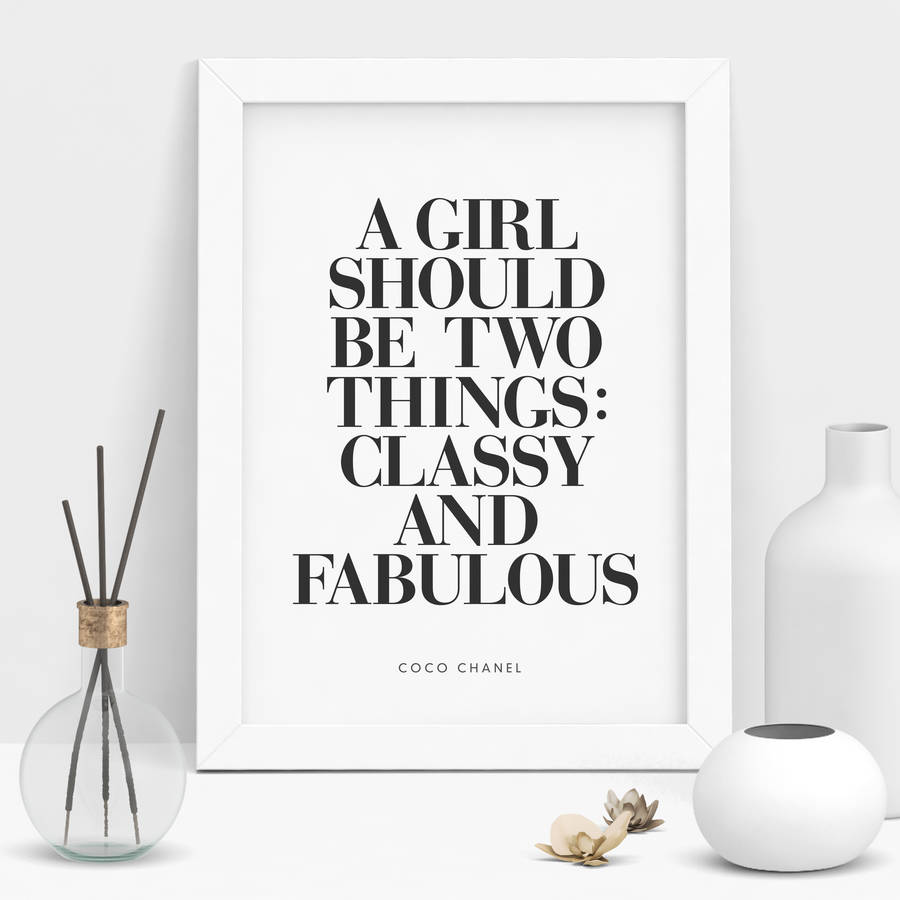 Coco Chanel 'Classy And Fabulous' Typography Print By The Motivated Type |  