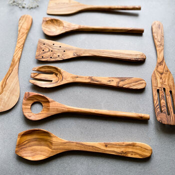 8pc Italian Olive Wood Kitchen Utensil Set, 3 of 8