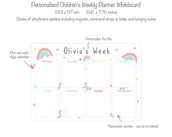 Kids Rainbow Personalised Weekly Planner Whiteboard, 5 of 5