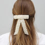 Cream Velvet And Pearl Hair Bow, thumbnail 3 of 7