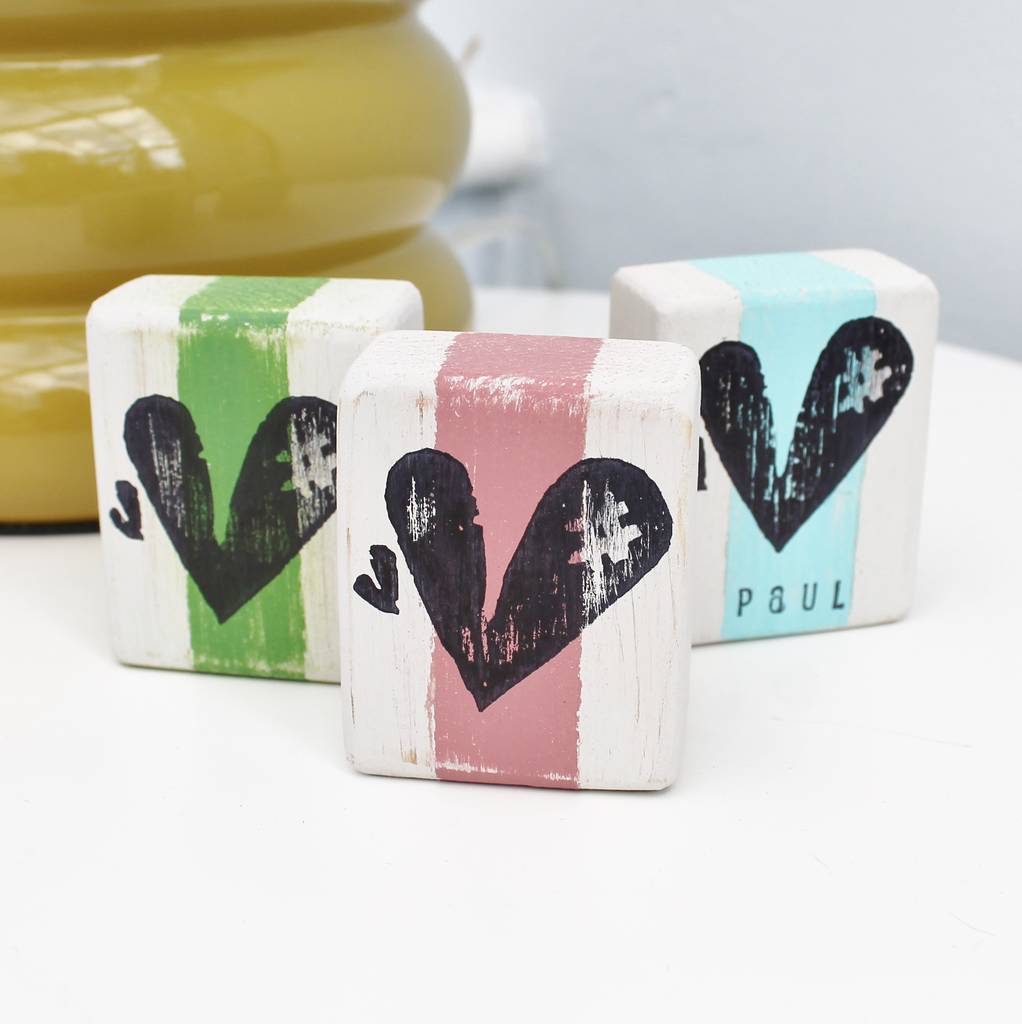 Wooden Love Block With Heart Design For Personalisation By Honeypips