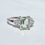 Green Amethyst Emerald Cut Ring In Sterling Silver And Gold, thumbnail 1 of 12