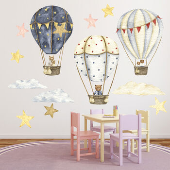 Bears In Hot Air Balloons Wall Sticker Set, 5 of 5