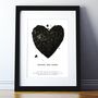 Personalised Metallic Star Map Heart Wedding Print, thumbnail 2 of 5