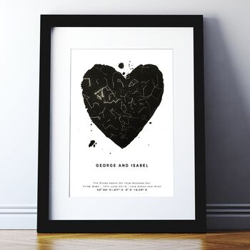 Personalised Metallic Star Map Heart Wedding Print, 2 of 5