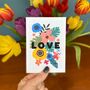 Bright Floral Love Card, thumbnail 1 of 2