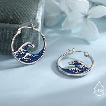 The Great Wave Sterling Silver Hoop Earrings, 3 of 10