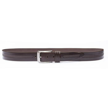 Men's Thick Dark Brown Leather Belt Free Personalisation, 4 of 7