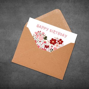 Personalised Birthday Card For Auntie, Floral Heart, 3 of 7