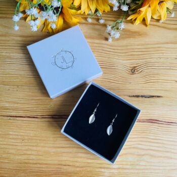 Leaf Drop Earrings In Sterling Silver Small, 5 of 6