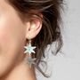 Silver Glitter Acrylic Star Dangle Earrings, thumbnail 2 of 4