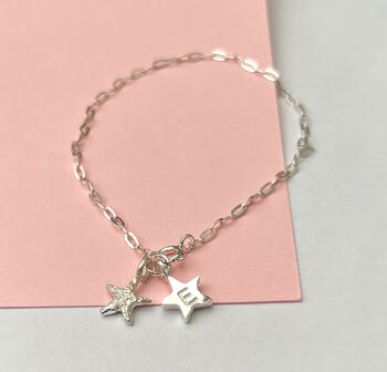 Personalised Sterling Silver Mini Starfish And Initial Star Bracelet, 7 of 12