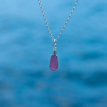 Cornish Sea Glass Pendant Rare Dark Purple, 4 of 6