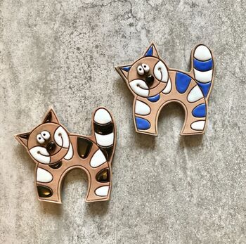 Handcrafted Ceramic Cats Magnets Set Of Two, 3 of 4