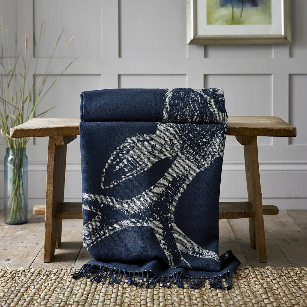 Stag Navy Faux Cashmere Throw 140x180 By Deyongs Ltd