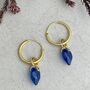 Gold Plated Birthstone Earrings Blue Quartz Hoops, thumbnail 1 of 2
