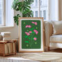 Delicate Floral Art Print Green, thumbnail 2 of 5