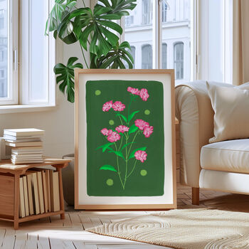 Delicate Floral Art Print Green, 2 of 5