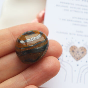 Tigers Eye Polished Tumblestone With Gift Pouch And Info, 3 of 5