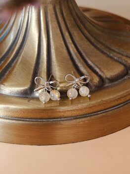 Bow Double Gold Rutilated Quartz Earrings, 7 of 10