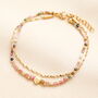 Stainless Steel Purple Beaded Double Layer Bracelet In Gold Plating, thumbnail 1 of 3