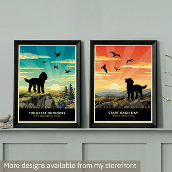 Cockapoo Or Poodle On A Seaside Shoreline Sunrise. A Limited Edition Dog Gift Print, 10 of 12