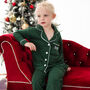 Family Christmas Green Contrast Embroidered Personalised Pyjamas Available In Ladies', Men's And Kid's, thumbnail 2 of 9