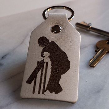 Cricket Lover's Leather Key Ring, 2 of 12