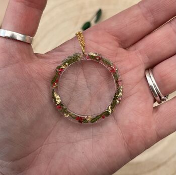 Christmas Wreath Pendant With Pressed Flowers, 2 of 2