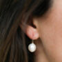 Triora Baroque White Pearl And Silver Drop Earrings, thumbnail 3 of 4