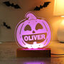 Personalised Pumpkin Wooden LED Light, thumbnail 6 of 8