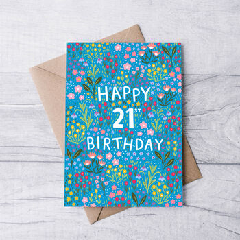 21st Birthday Card For Women, Floral 21st Card, For Her, 3 of 4