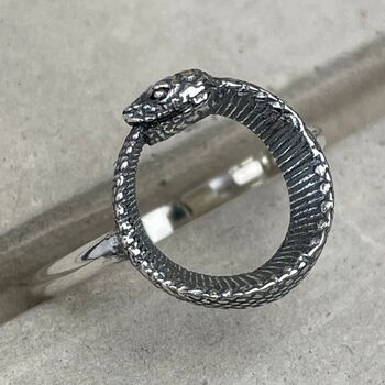 Sterling Silver Ouroboros Snake Ring, 2 of 11
