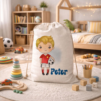 Personalised Football Theme Toy Sack, Girls Dressing Up Storage Bag, 3 of 4