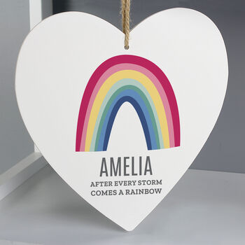 Personalised Rainbow Large Wooden Heart Decoration, 4 of 4