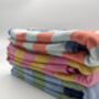 Dolce 100% Cotton Modern Striped Beach Towel Pink / Yellow And Green, thumbnail 11 of 11