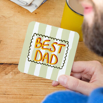 Best Dad Striped Coaster, 3 of 6