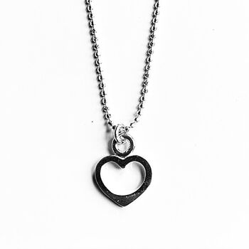 Open Heart Sterling Silver Necklace, 3 of 4