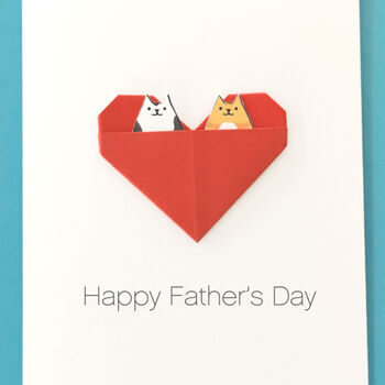 Personalised Cat Father's Day Origami Heart Card, 5 of 7