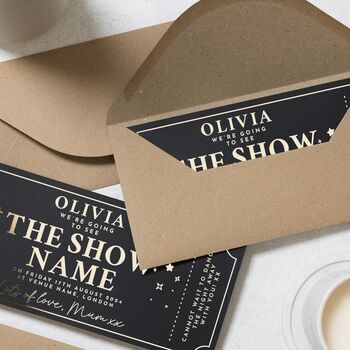 Custom Concert Ticket Or Show Gold Foil Voucher, 6 of 9