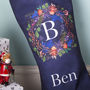 Personalised Velvet Christmas Stocking, Wreath Design, thumbnail 2 of 3