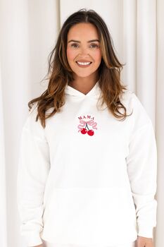 Ladies Embroidered Cherry Mama Mini Me Matching Hoodie, 2 of 6