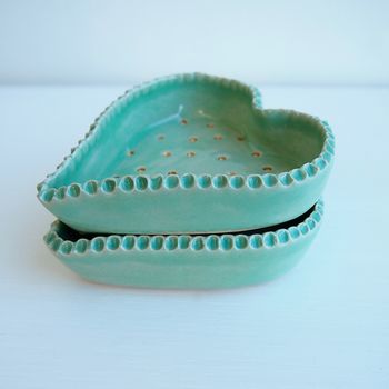 Handmade Turquoise Heart Ceramic Jewellery Dish, 5 of 7