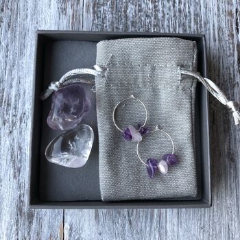 Personalised Healing Crystal Earring And Stone Gift Box, 3 of 11
