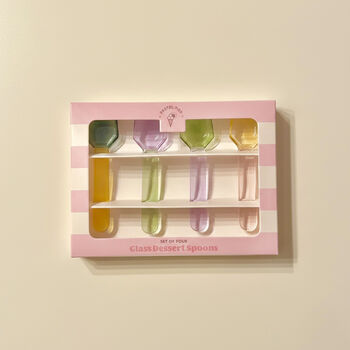 Set Of Four Glass Dessert Spoons And Ice Cream Spoons, 4 of 5