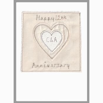 Personalised Silk 12th Wedding Anniversary Card, 6 of 11