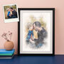 Daddy And Me Watercolour Portrait Print, thumbnail 2 of 6